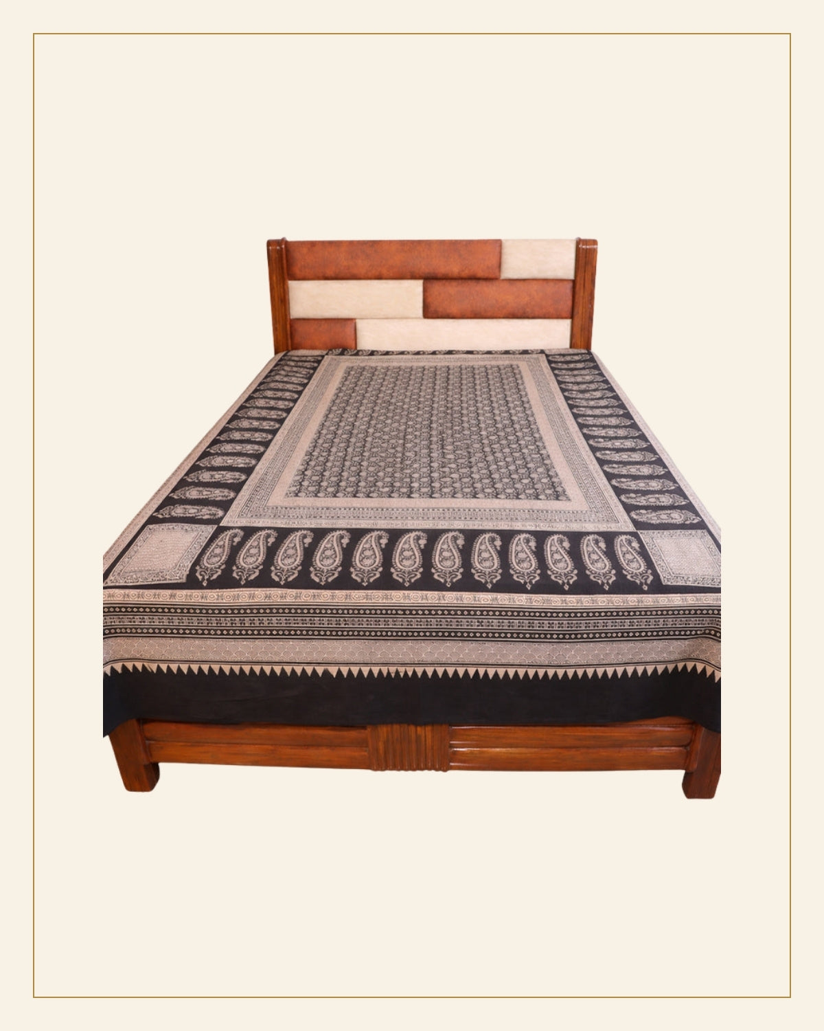 Hand Block Printed Bagh Cotton Double Bed Sheet — Saptadhārā