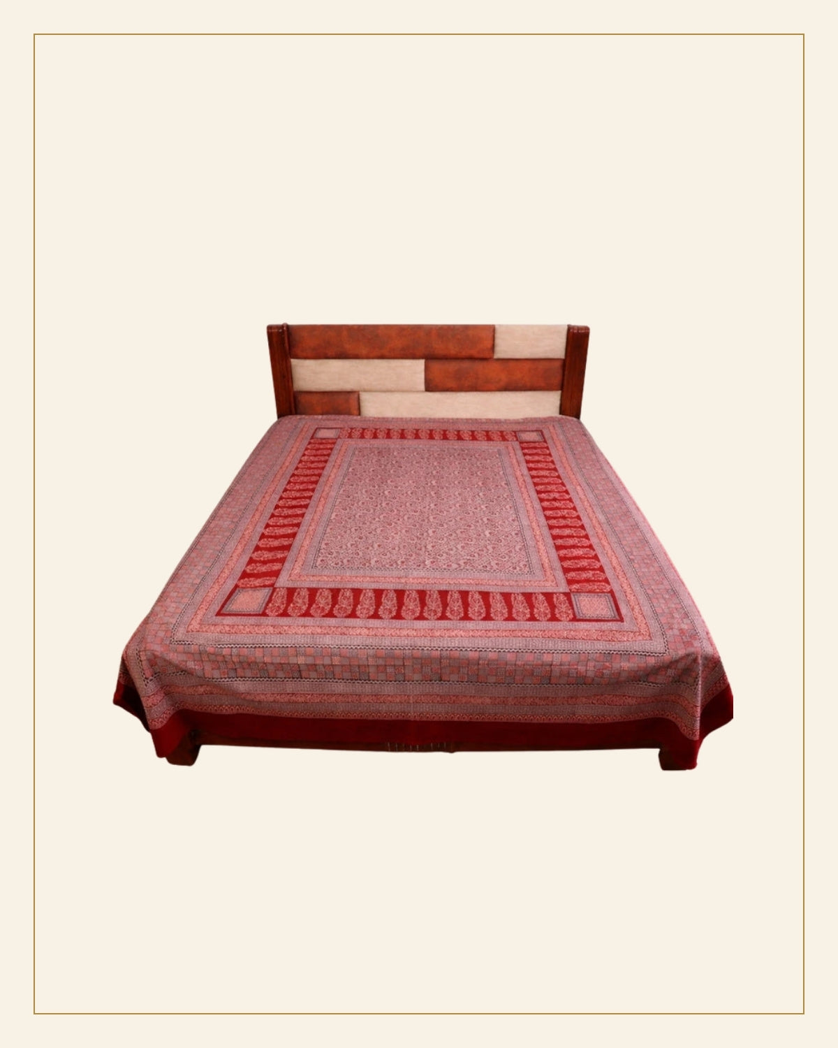 Hand Block Printed Bagh Cotton Double Bed Sheet — Saptadhārā