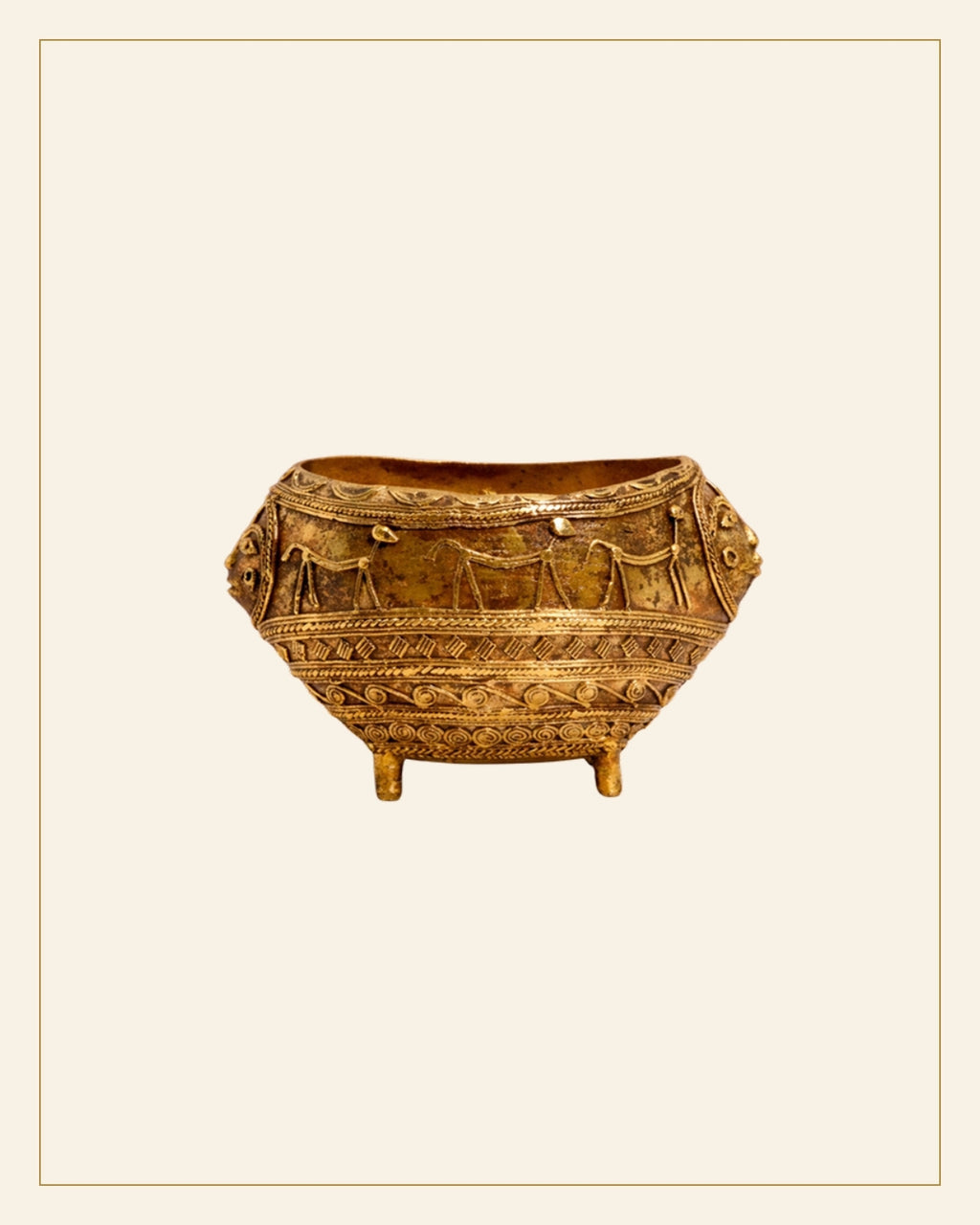 Handcrafted Brass Tribal Decorative Urli Bowl – Bhareva Art Showpiece — Saptadhārā