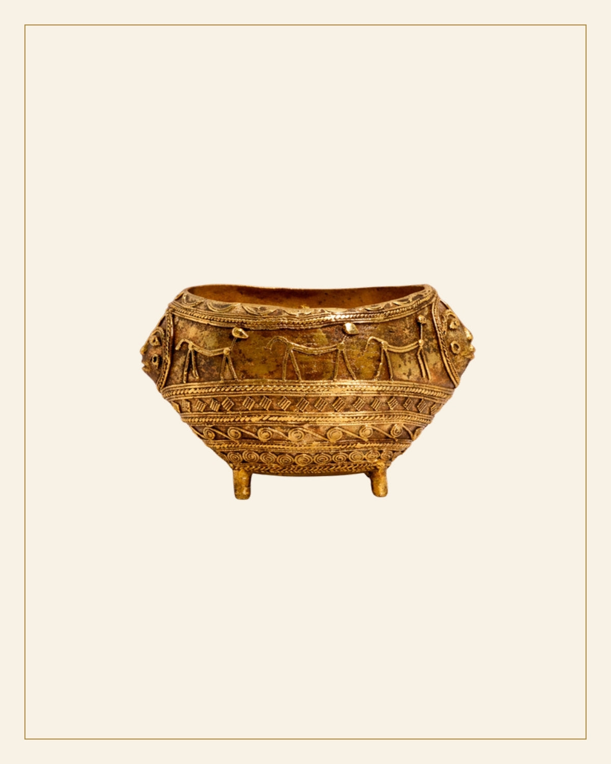 Handcrafted Brass Tribal Decorative Urli Bowl – Bhareva Art Showpiece — Saptadhārā