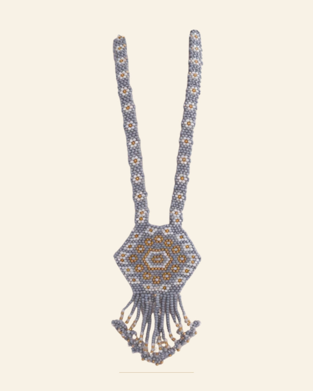 Handcrafted Geometric Beaded Mangalsutra Set with Earrings — Saptadhārā studio
