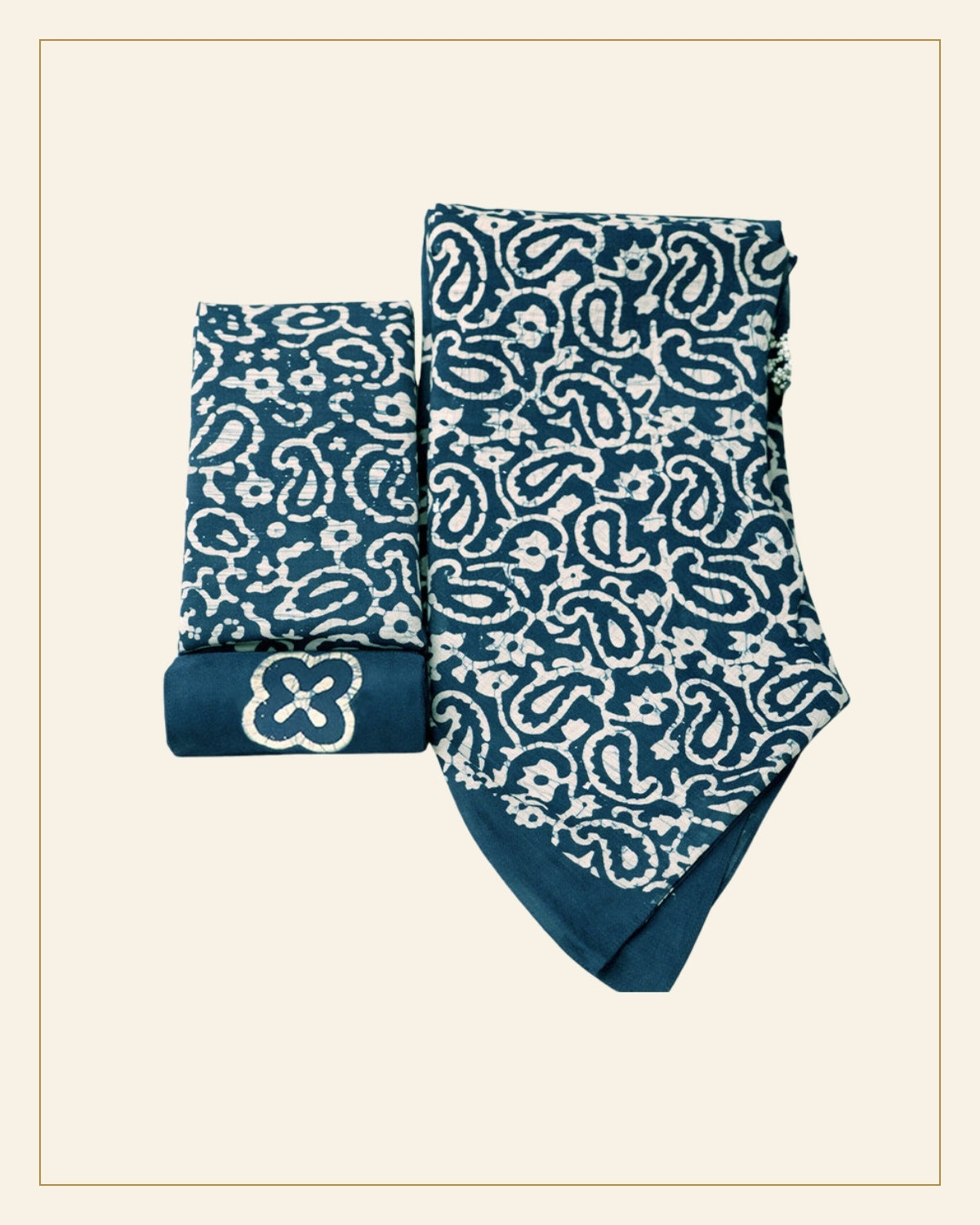 Handcrafted Batik Print Unstitched 3-Piece Suit Set — Saptadhārā