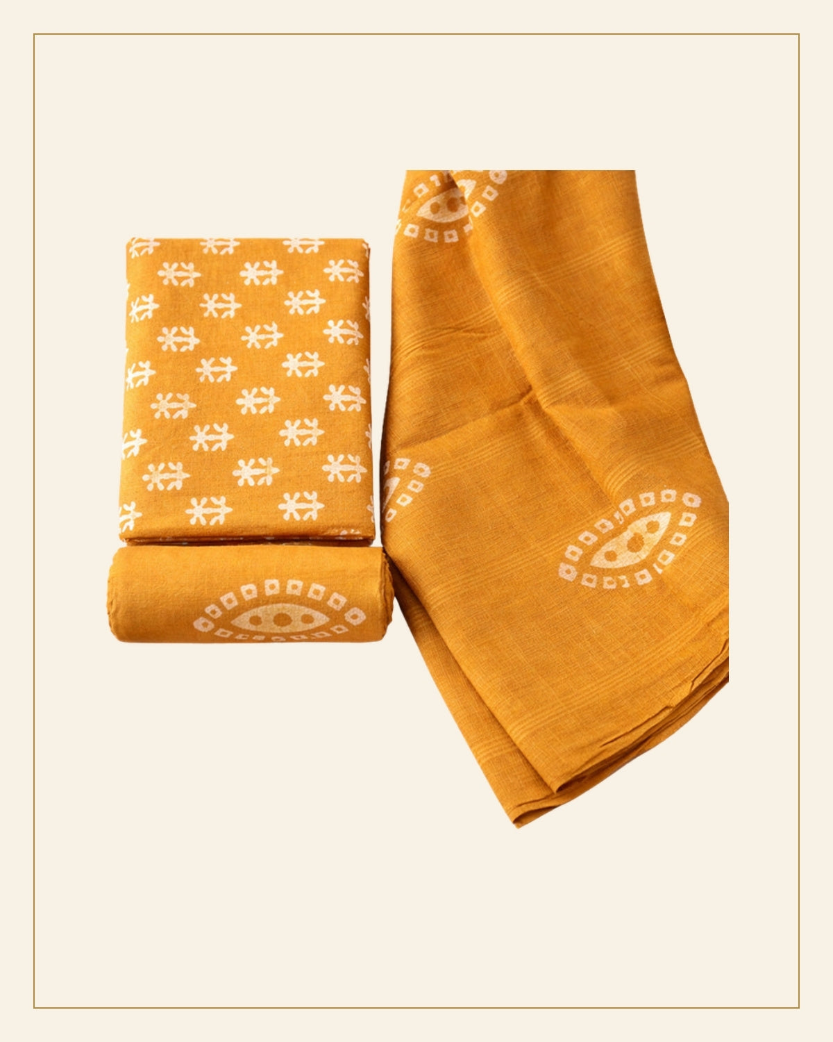 Handcrafted Batik Print Unstitched 3-Piece Suit Set — Saptadhārā