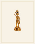 Handcrafted Brass Tribal Woman Figurine – Traditional Bhareva Bell Metal Sculpture — Saptadhārā