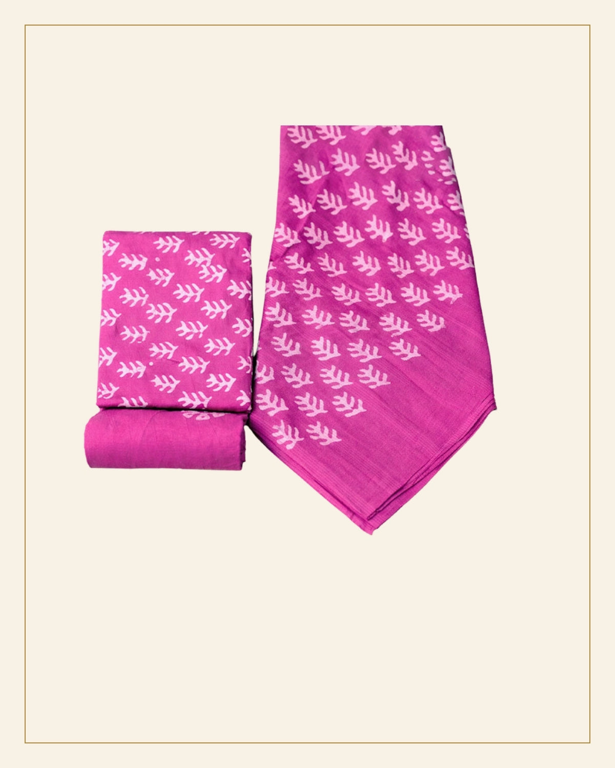 Handcrafted Batik Print Unstitched 3-Piece Suit Set — Saptadhārā