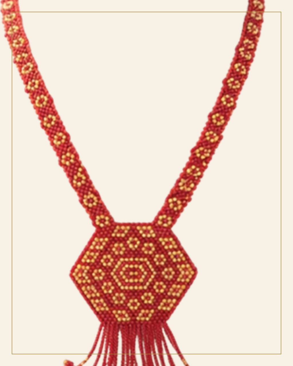 Handcrafted Geometric Beaded Mangalsutra Set with Earrings — Saptadhārā detail