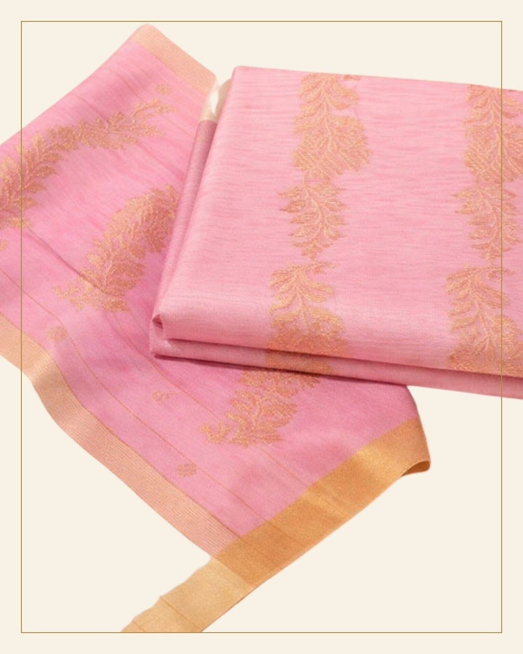 Handwoven Unstitched Chanderi 3 Piece Suit Set (Silk & Mercerized Cotton) — Saptadhārā detail