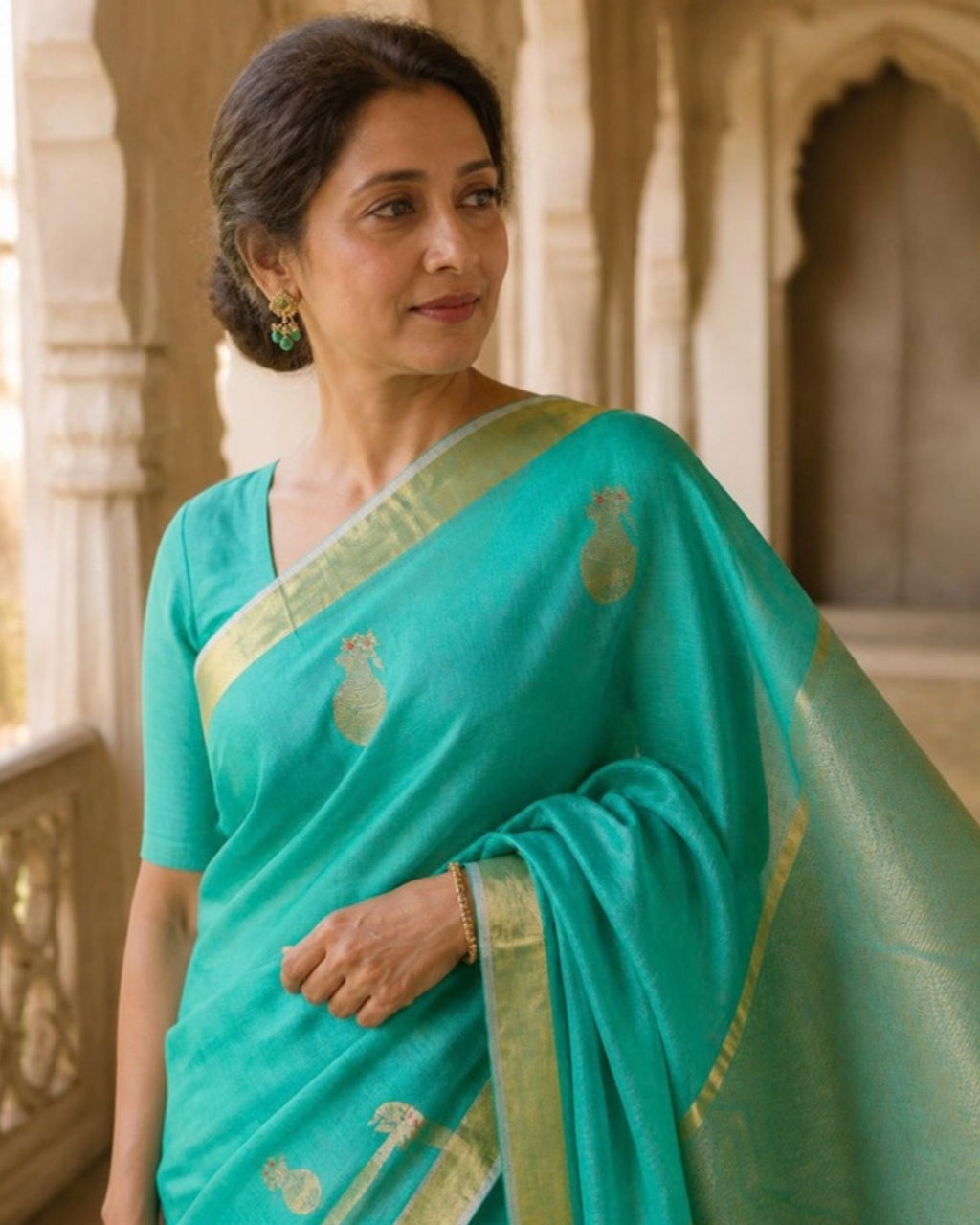 Styled image: Dhani Chanderi Silk & Cotton Saree, pallu view