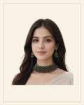 Handcrafted Jali Beaded Choker Necklace Set with Earrings — Saptadhārā