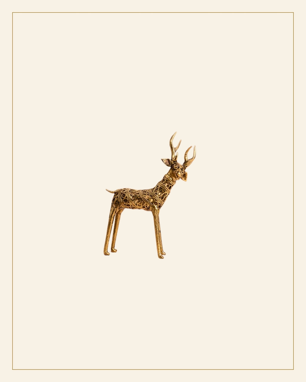 Brass Small Tribal Deer Showpiece · Bell Metal — Saptadhārā