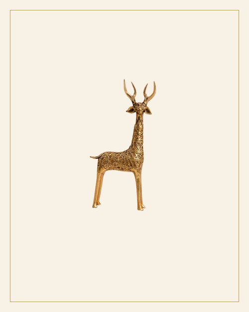 Brass Medium Tribal Deer Showpiece · Bell Metal — Saptadhārā