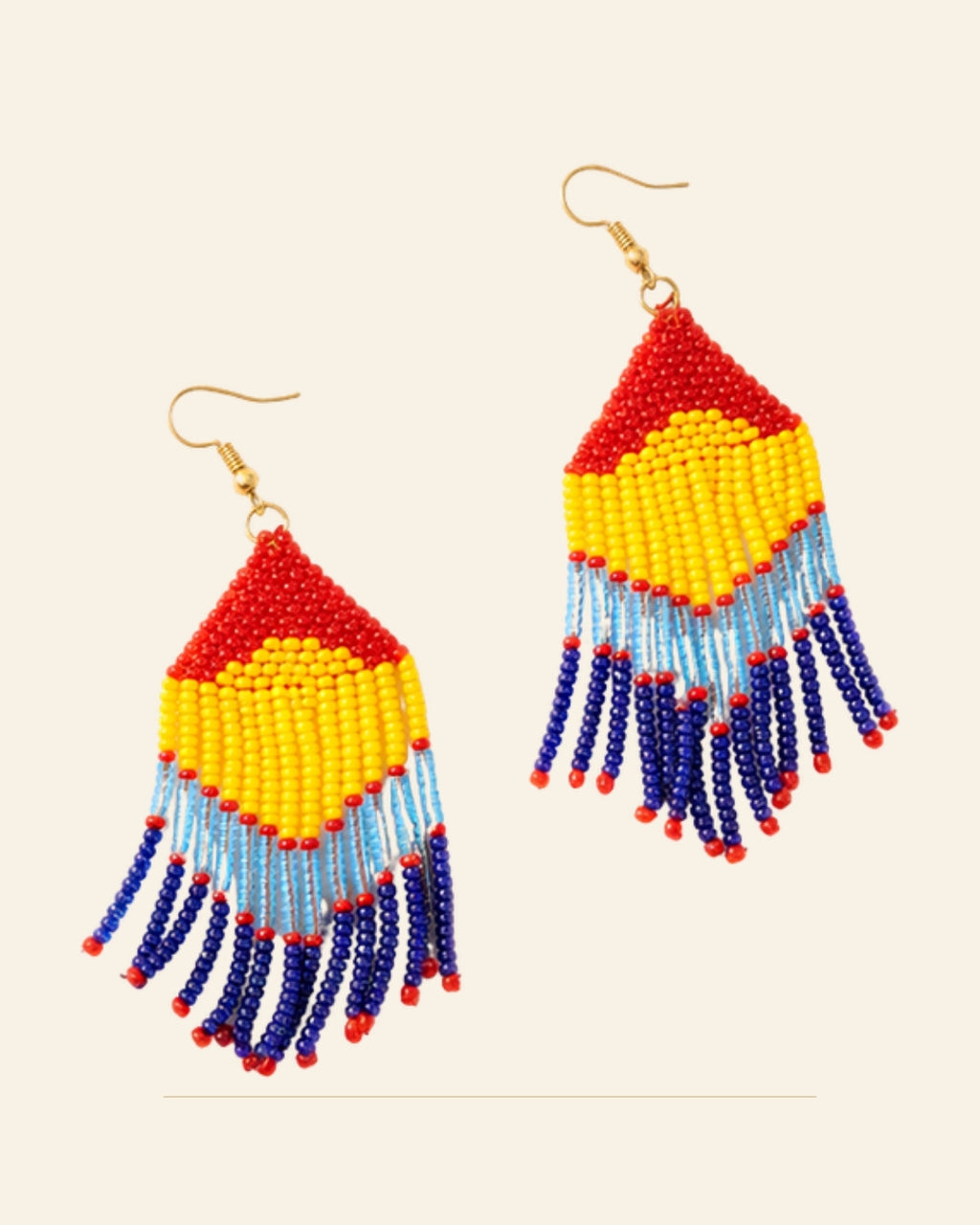 Rangrez Geometric Beaded Earrings · Beadwork — Saptadhārā studio