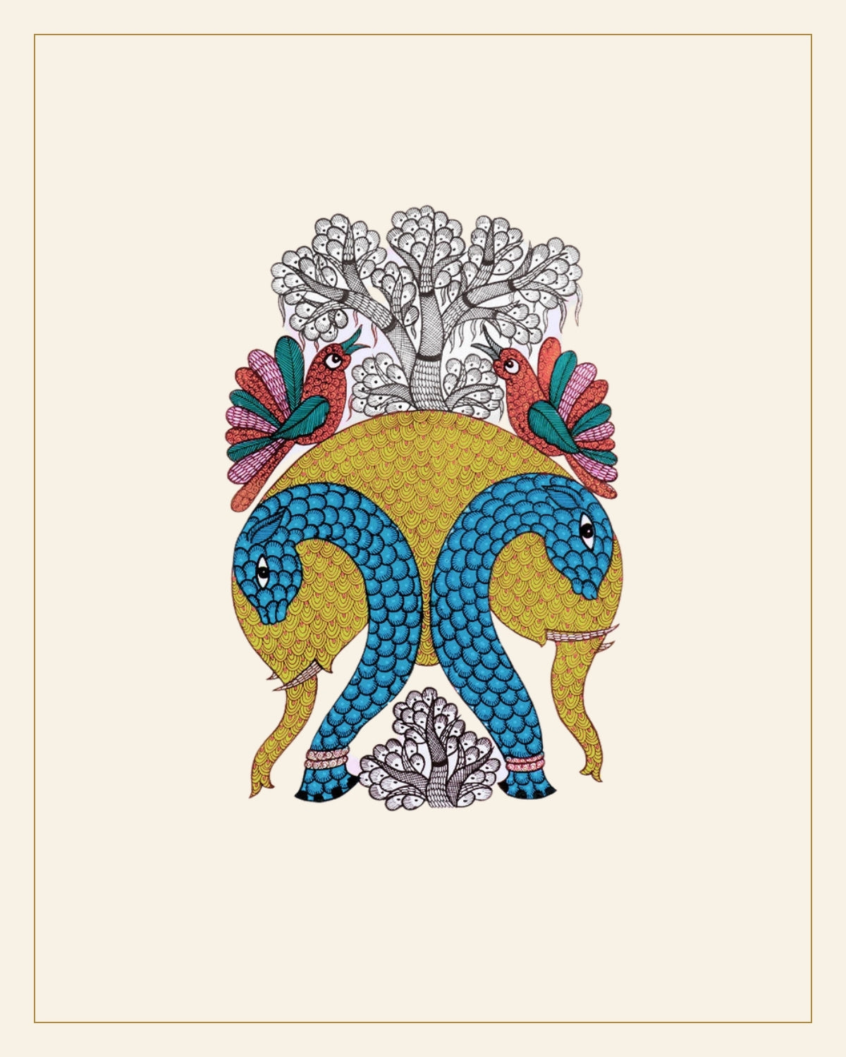 Handcrafted Gond Elephant Painting  | Traditional Tribal Folk Art of Madhya Pradesh — Saptadhārā