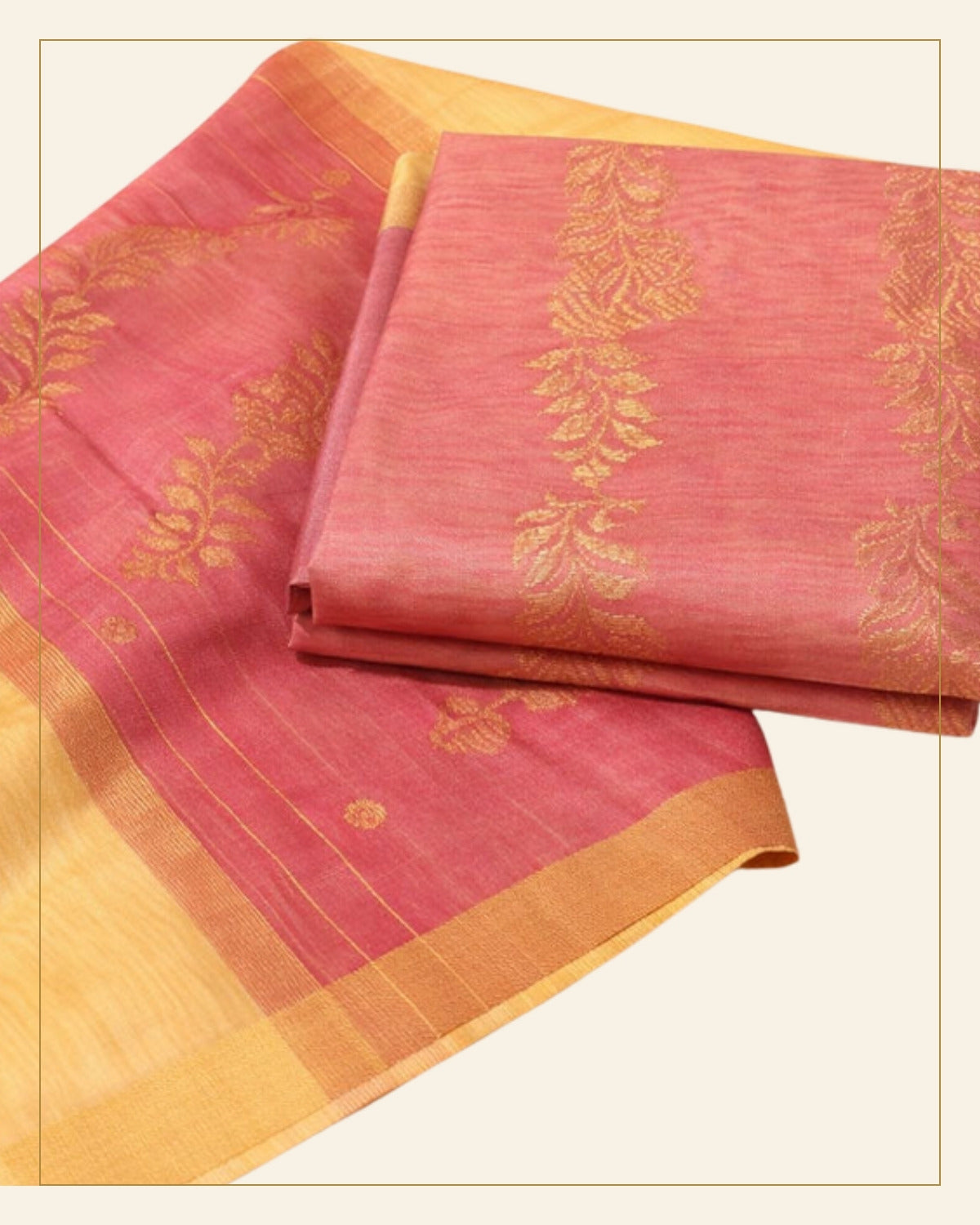 Handwoven Unstitched Chanderi 3 Piece Suit Set (Silk & Mercerized Cotton) — Saptadhārā detail