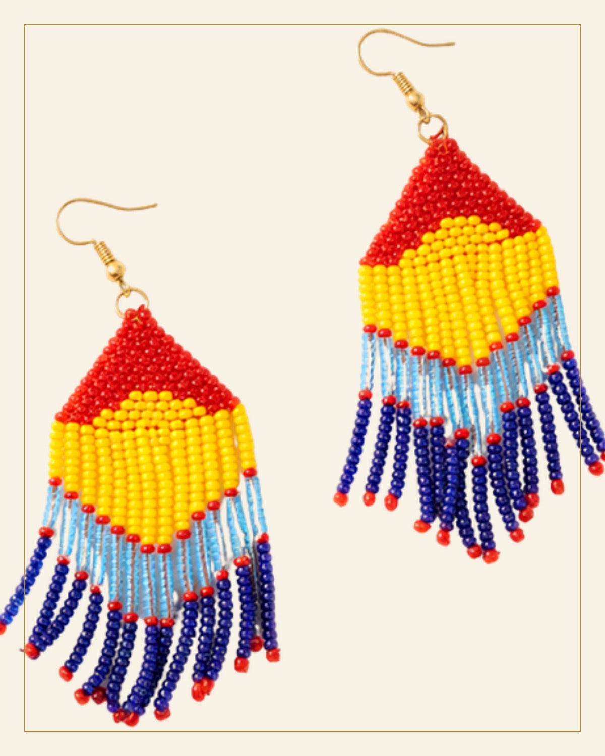 Rangrez Geometric Beaded Earrings · Beadwork — Saptadhārā detail