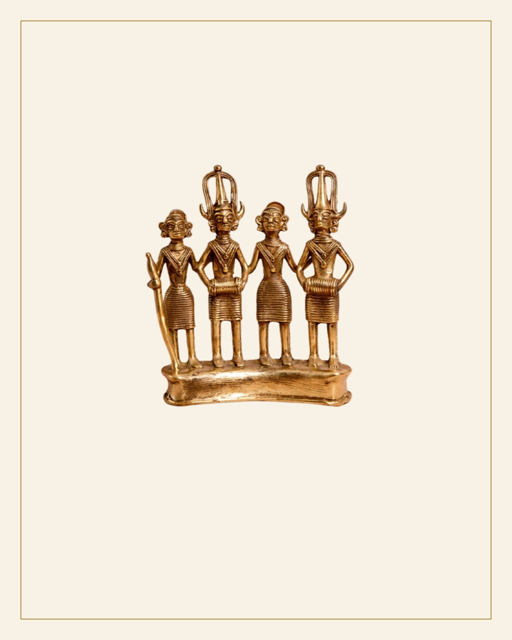 Handcrafted Brass Tribal Musician Ensemble showpiece — Saptadhārā