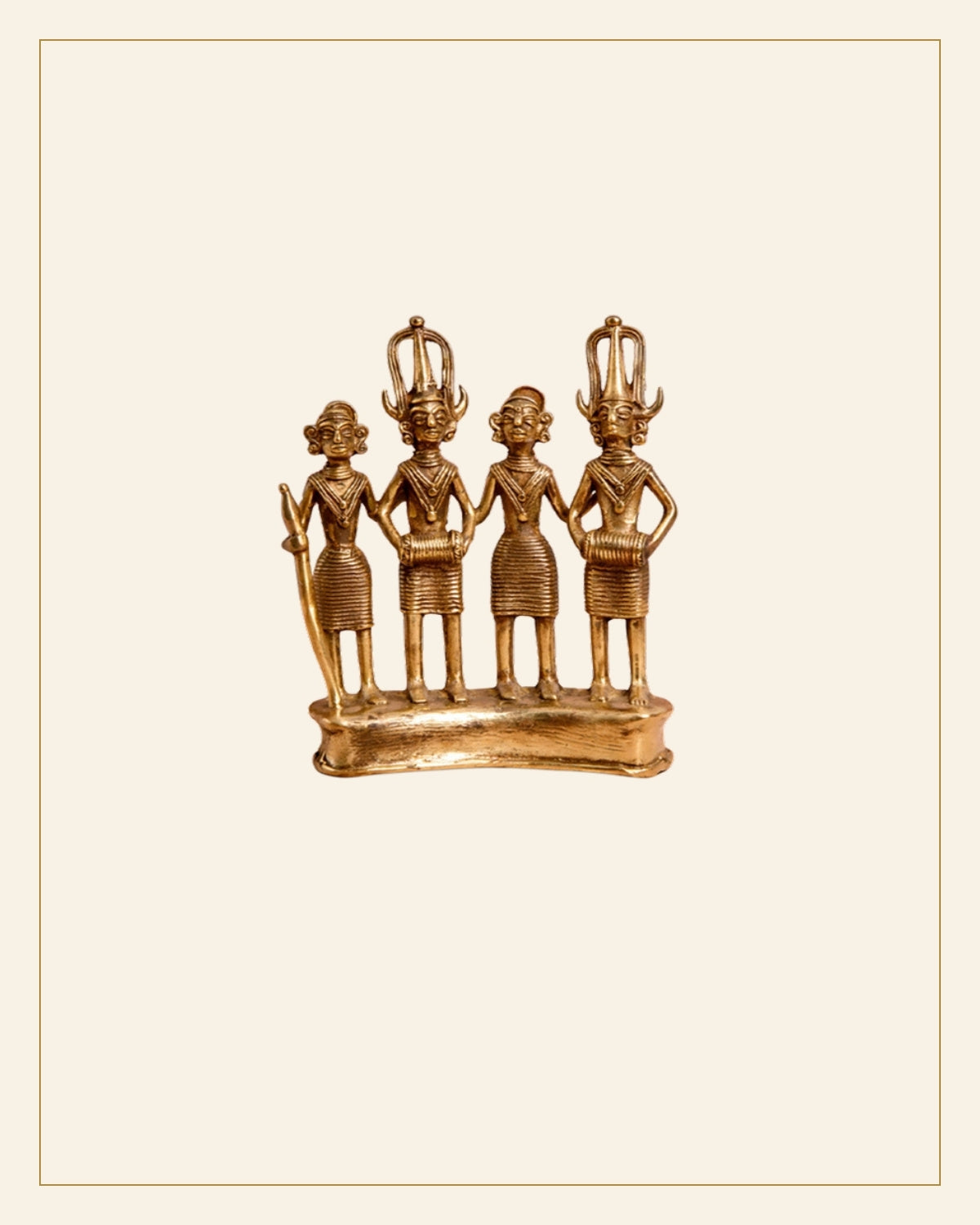 Handcrafted Brass Tribal Musician Ensemble showpiece — Saptadhārā