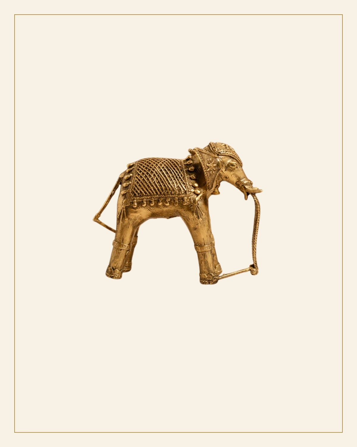 Handcrafted Brass Elephant with Lotus Showpiece – Medium (Bhareva Craft) — Saptadhārā