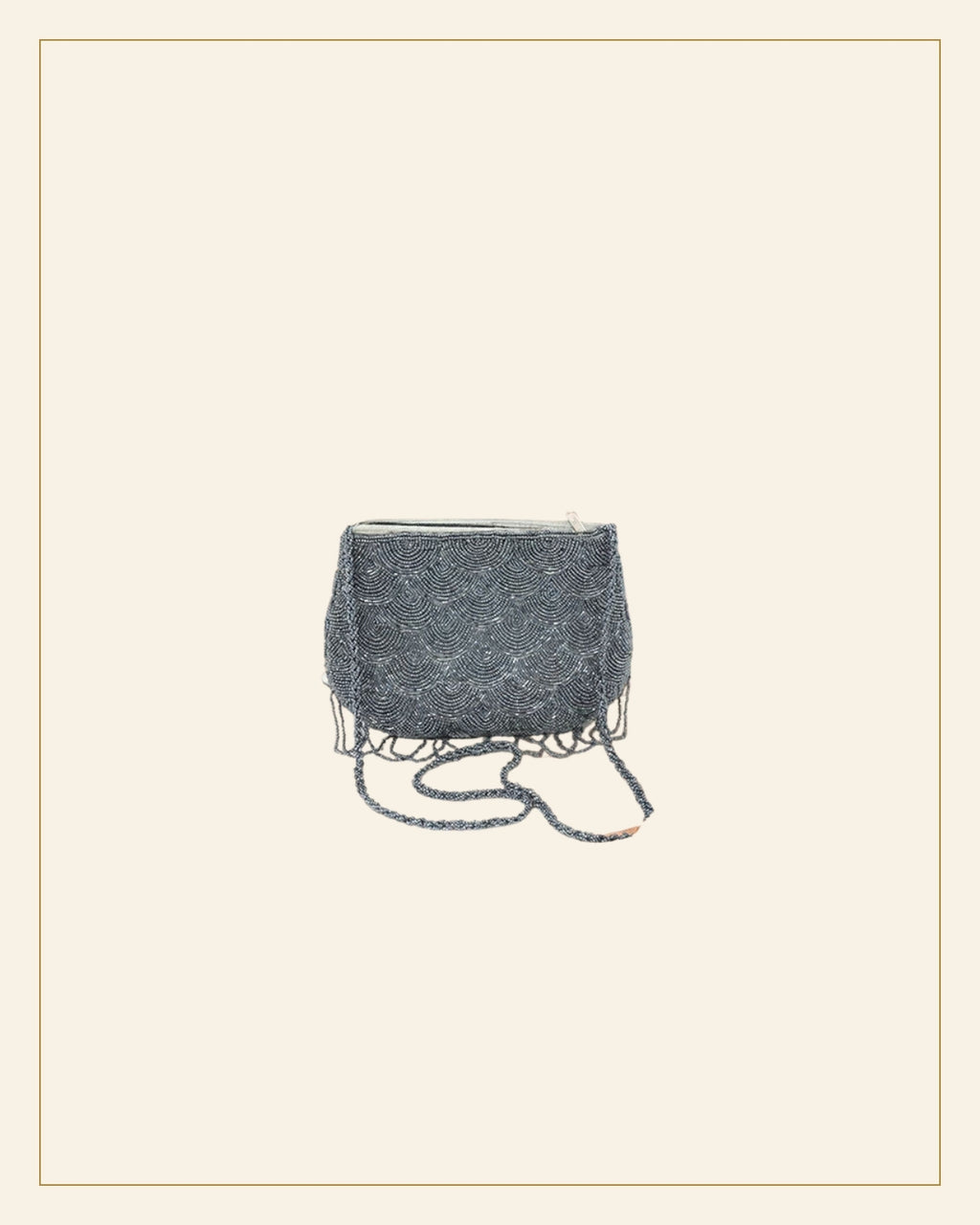 Dhuan Grey Beaded Evening Hand Bag with Chain Strap · Zardozi — Saptadhārā