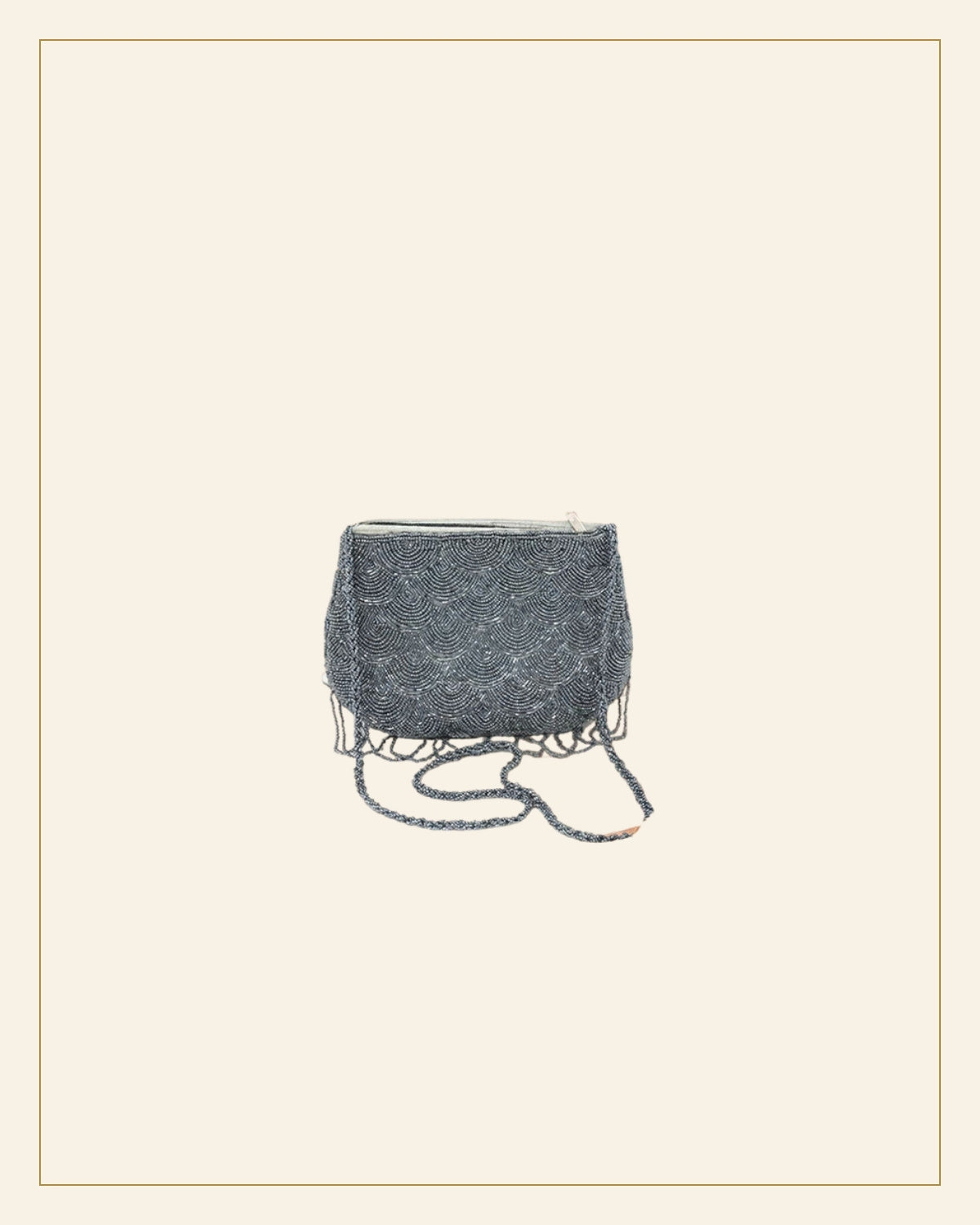 Dhuan Grey Beaded Evening Hand Bag with Chain Strap · Zardozi — Saptadhārā