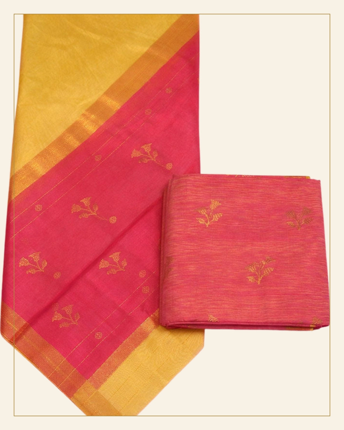 Handwoven Unstitched Chanderi 3 Piece Suit Set (Silk & Mercerized Cotton) — Saptadhārā detail