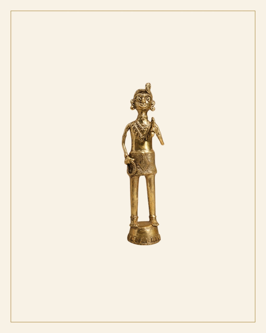 Bhareva Brass Tribal Man with Axe Showpiece · Bell Metal — Saptadhārā