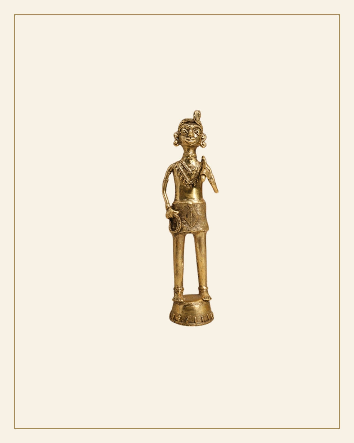 Bhareva Brass Tribal Man with Axe Showpiece · Bell Metal — Saptadhārā