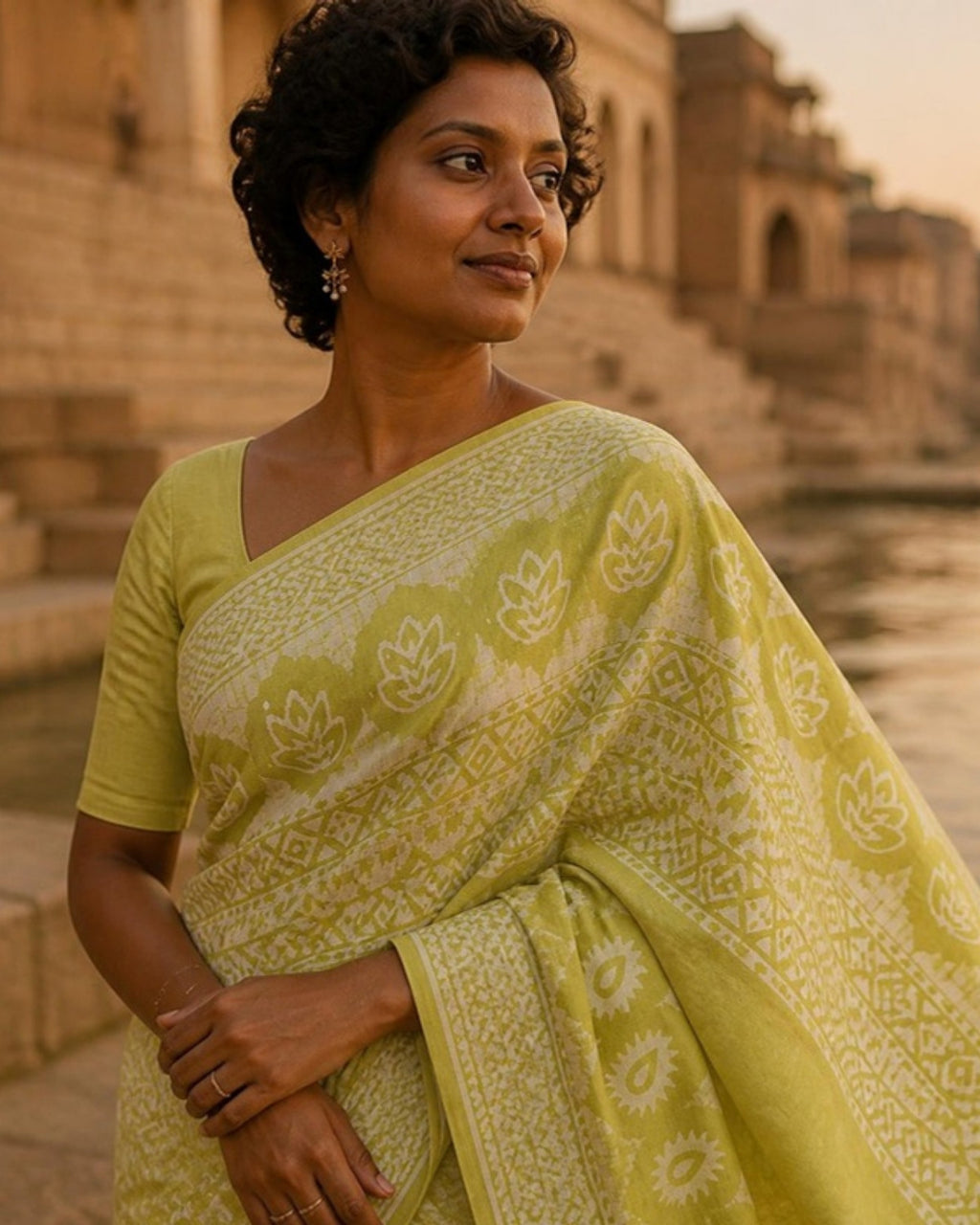 Styled image: Dhani Batik Cotton Saree, pallu view