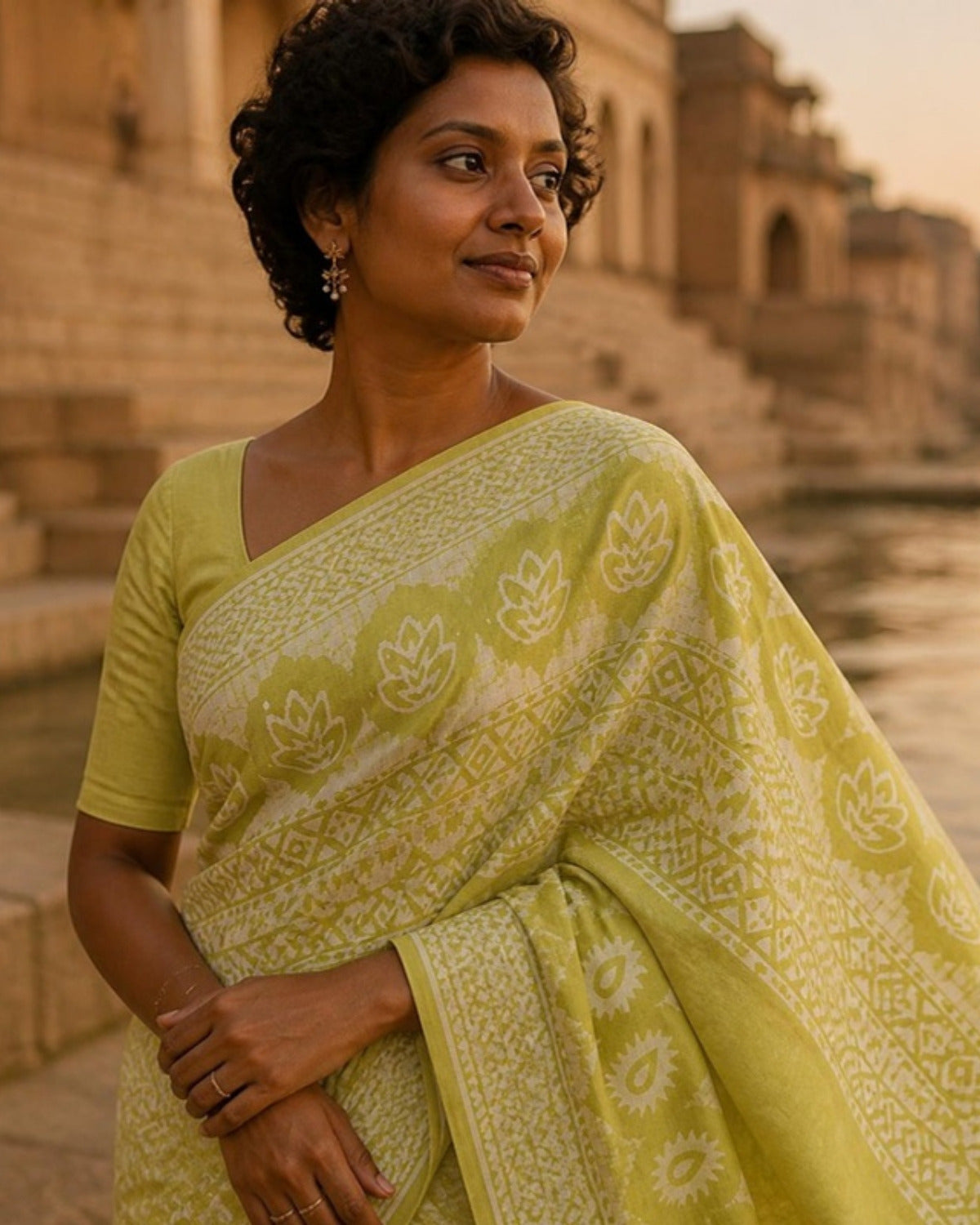 Styled image: Dhani Batik Cotton Saree, pallu view