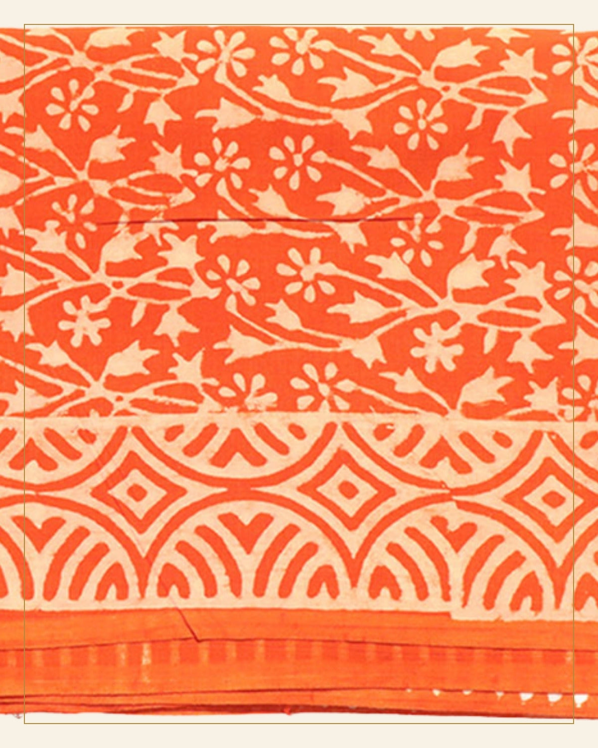 Kesari Dabu Print Cotton Dress Material — Saptadhārā detail