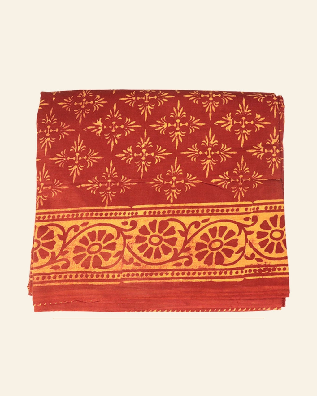 Sindoori Dabu Print Cotton Dress Material — Saptadhārā studio