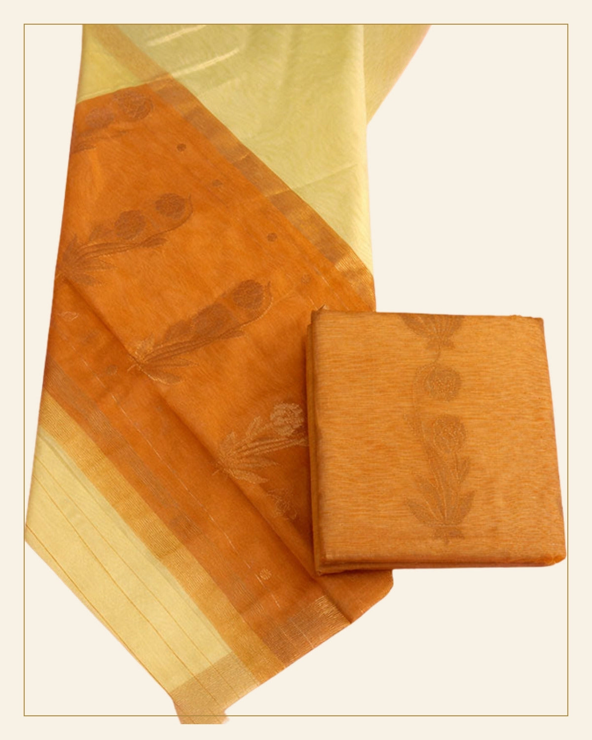 Handwoven Unstitched Chanderi Suit Set (Silk & Mercerized Cotton) — Saptadhārā detail
