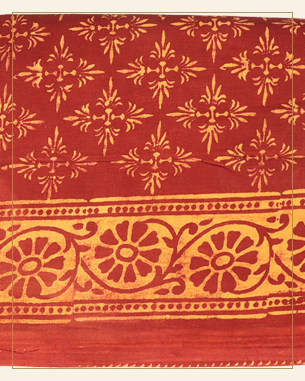Sindoori Dabu Print Cotton Dress Material — Saptadhārā detail