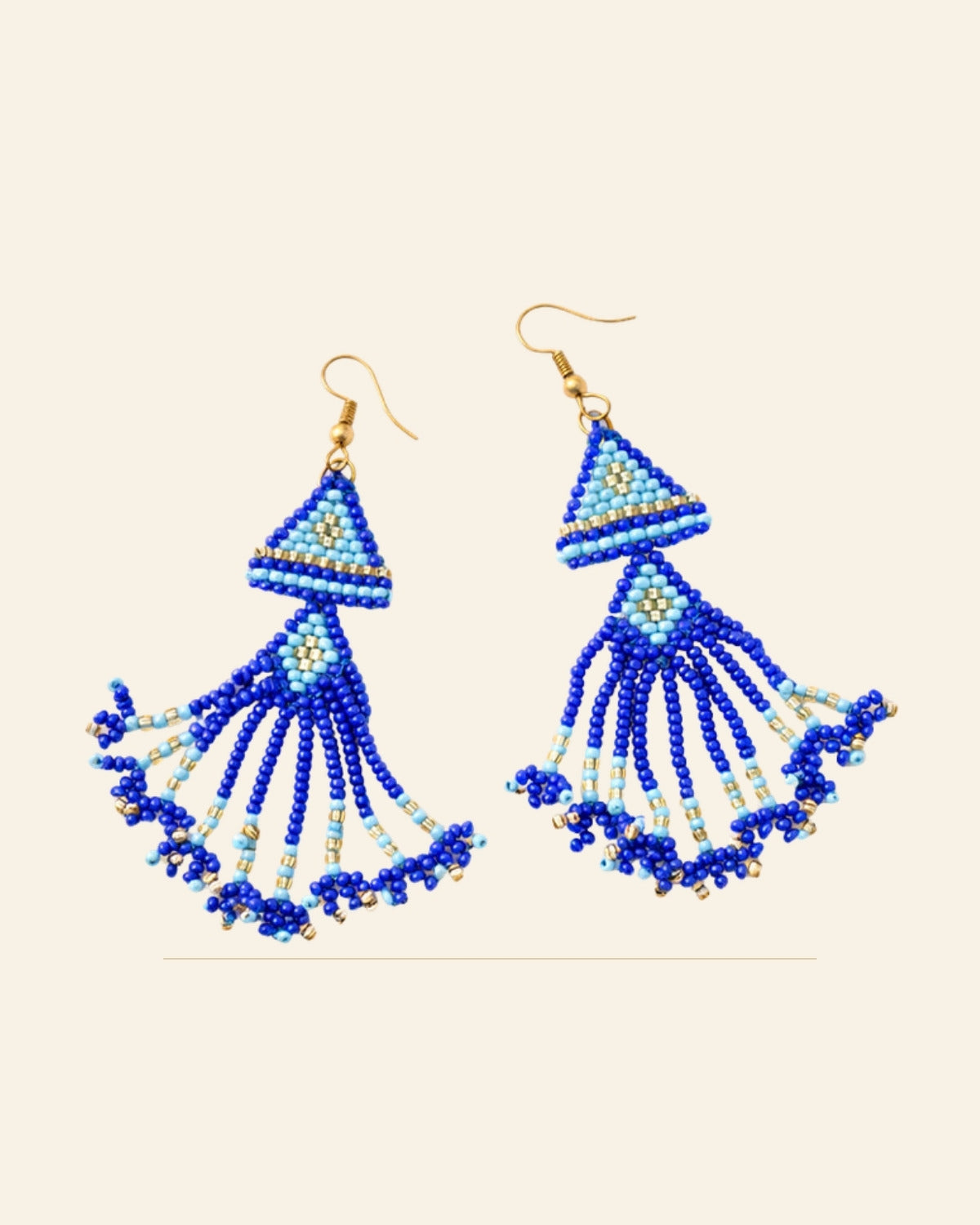 Neel Geometric Beaded Earrings · Beadwork — Saptadhārā studio