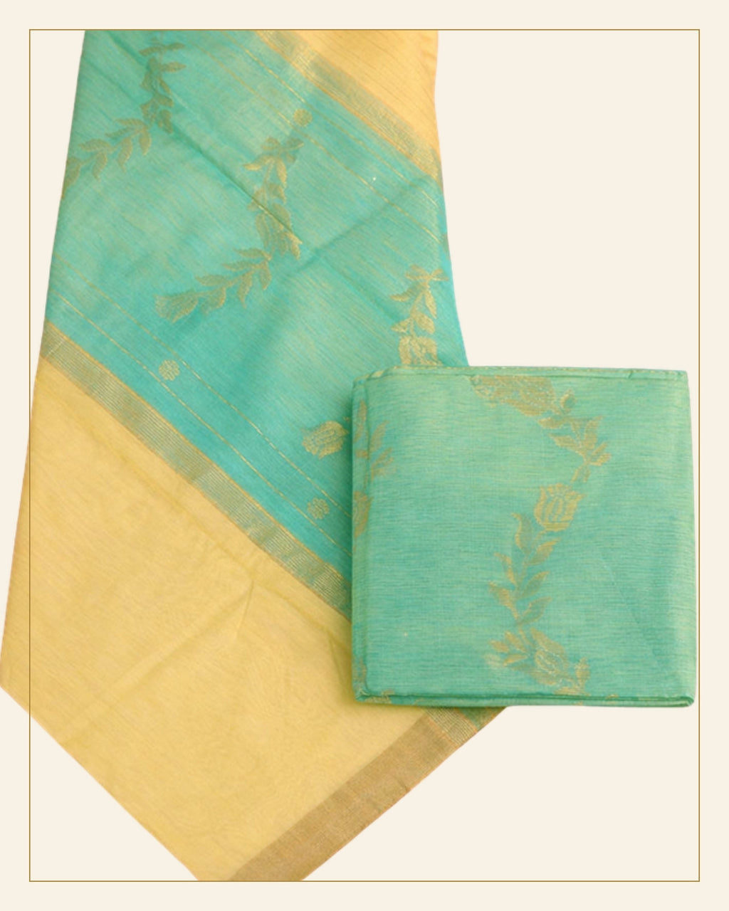 Handwoven Unstitched Chanderi 3 Piece Suit Set (Silk & Mercerized Cotton) — Saptadhārā detail