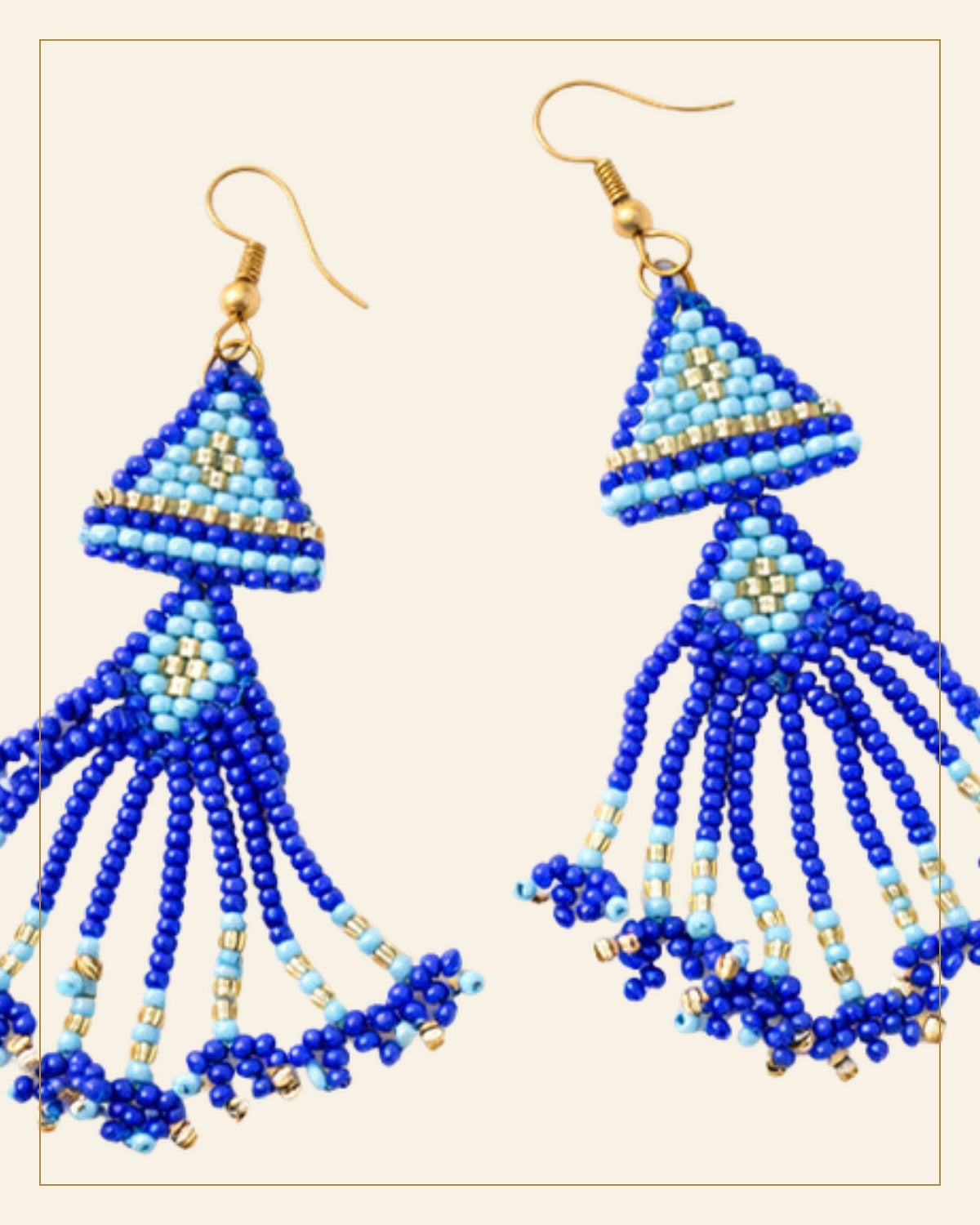 Neel Geometric Beaded Earrings · Beadwork — Saptadhārā detail