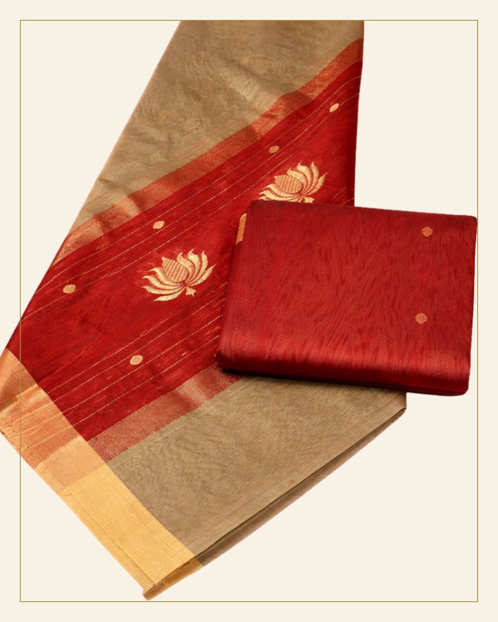 Handwoven Unstitched Chanderi 3 Piece Suit Set (Silk & Mercerized Cotton) — Saptadhārā detail