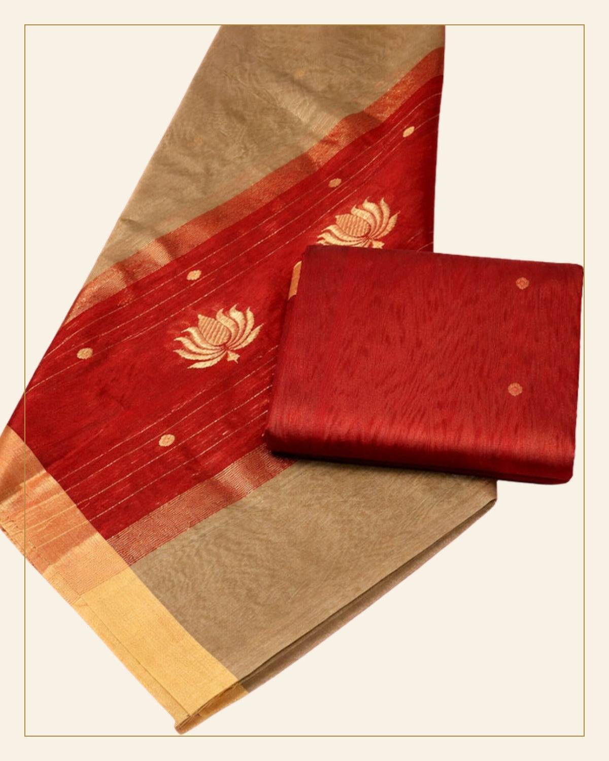 Handwoven Unstitched Chanderi 3 Piece Suit Set (Silk & Mercerized Cotton) — Saptadhārā detail