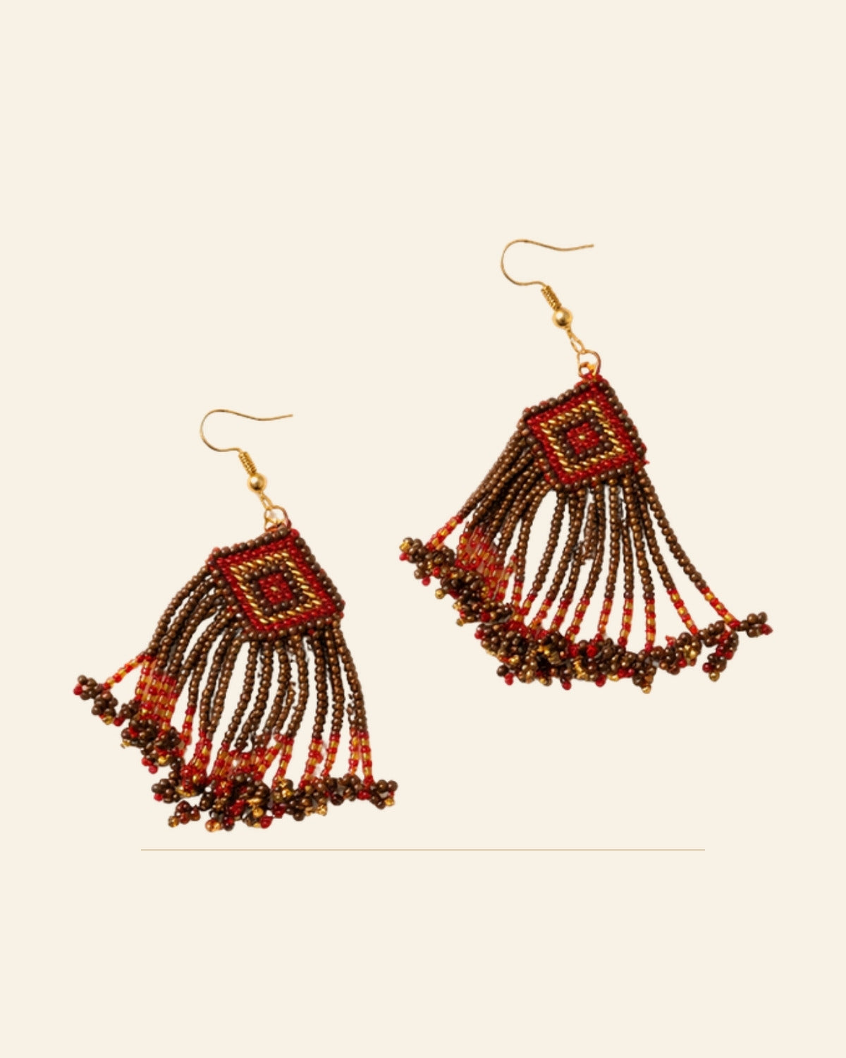 Mitti Geometric Beaded Earrings · Beadwork — Saptadhārā studio