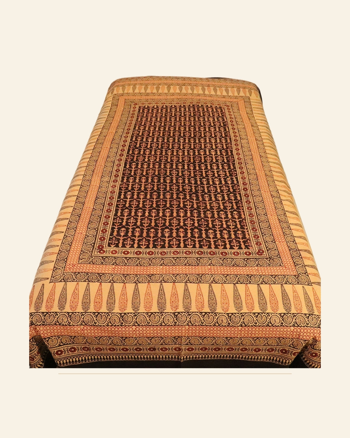 Hand Block Printed Bagh Cotton Single Bed Sheet — Saptadhārā studio