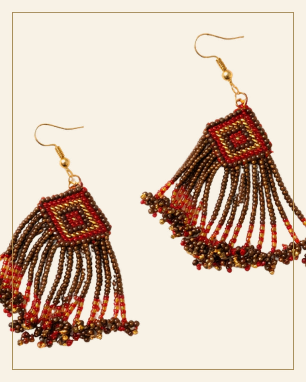 Mitti Geometric Beaded Earrings · Beadwork — Saptadhārā detail