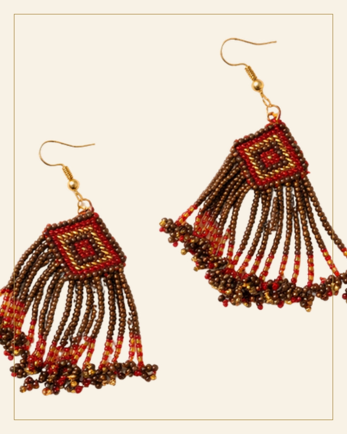 Mitti Geometric Beaded Earrings · Beadwork — Saptadhārā detail