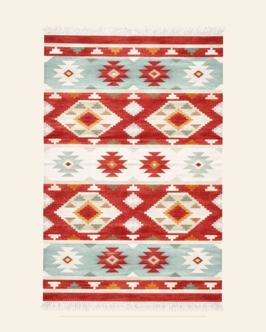 Rangrez Punja Durrie Floor Carpet · Handwoven Rug — Saptadhārā studio