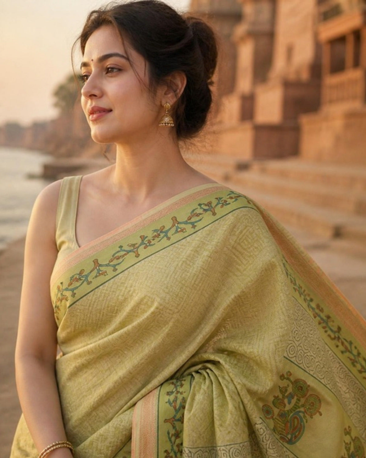 Styled image: Dhani Gond Art Saree with Gond Motifs, pallu view