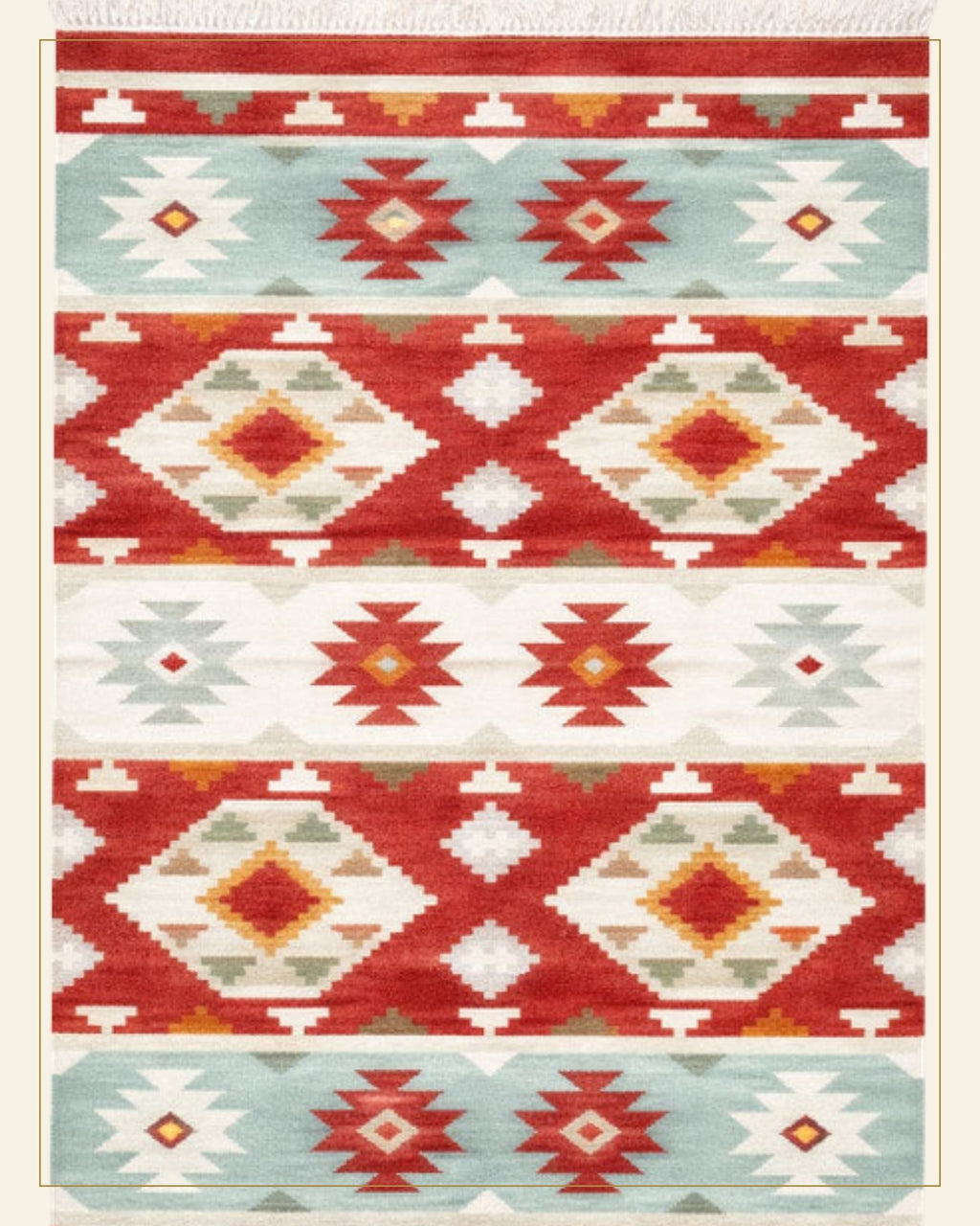 Rangrez Punja Durrie Floor Carpet · Handwoven Rug — Saptadhārā detail