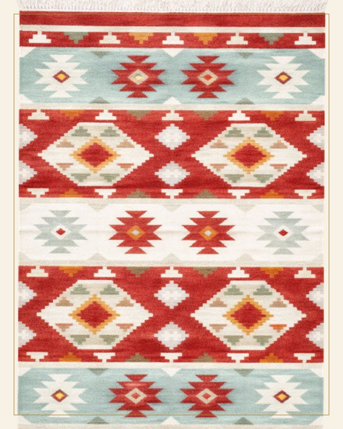 Rangrez Punja Durrie Floor Carpet · Handwoven Rug — Saptadhārā detail