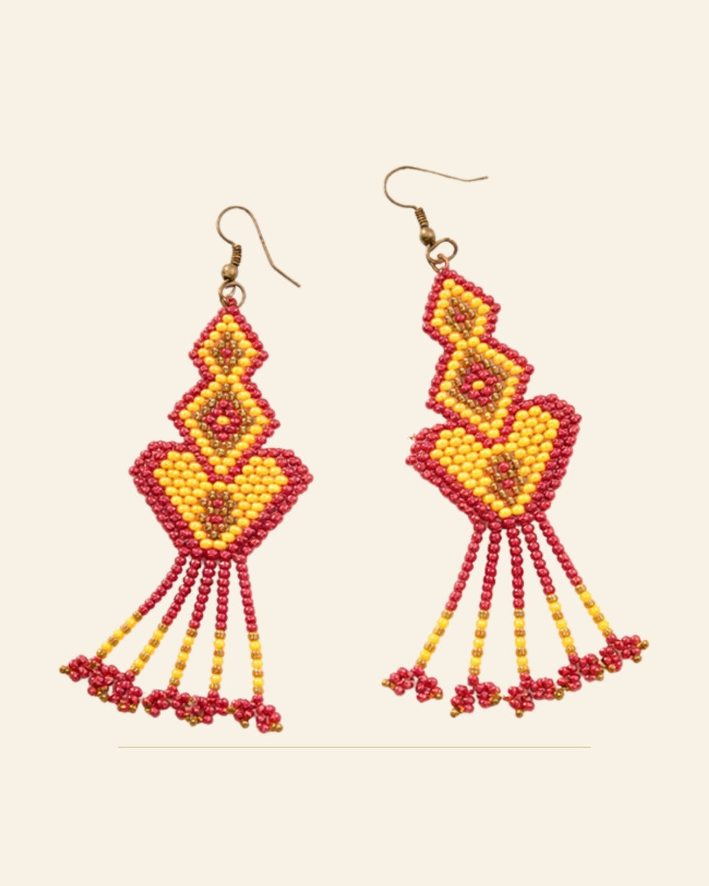 Rangrez Geometric Beaded Earrings · Beadwork — Saptadhārā studio
