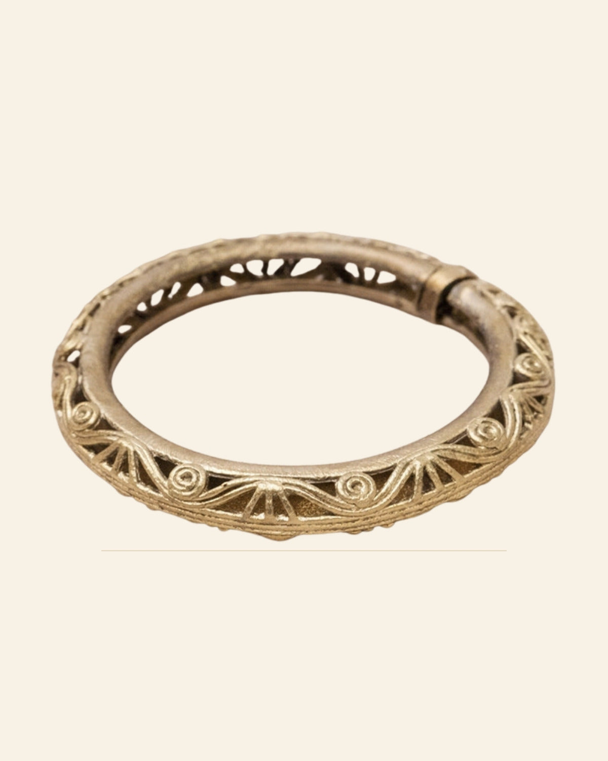 Handcrafted Bell Metal Floral Kada – Antique Finish — Saptadhārā studio