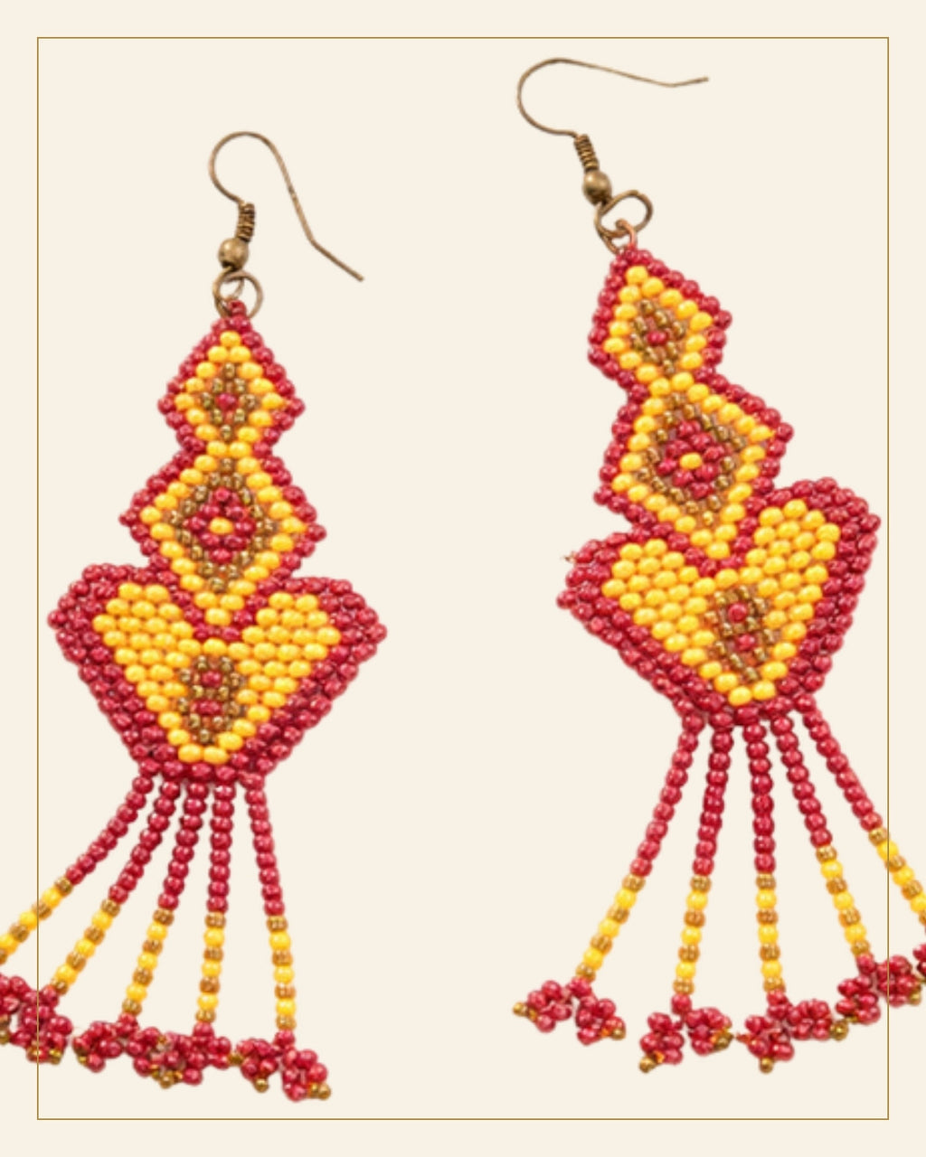 Rangrez Geometric Beaded Earrings · Beadwork — Saptadhārā detail