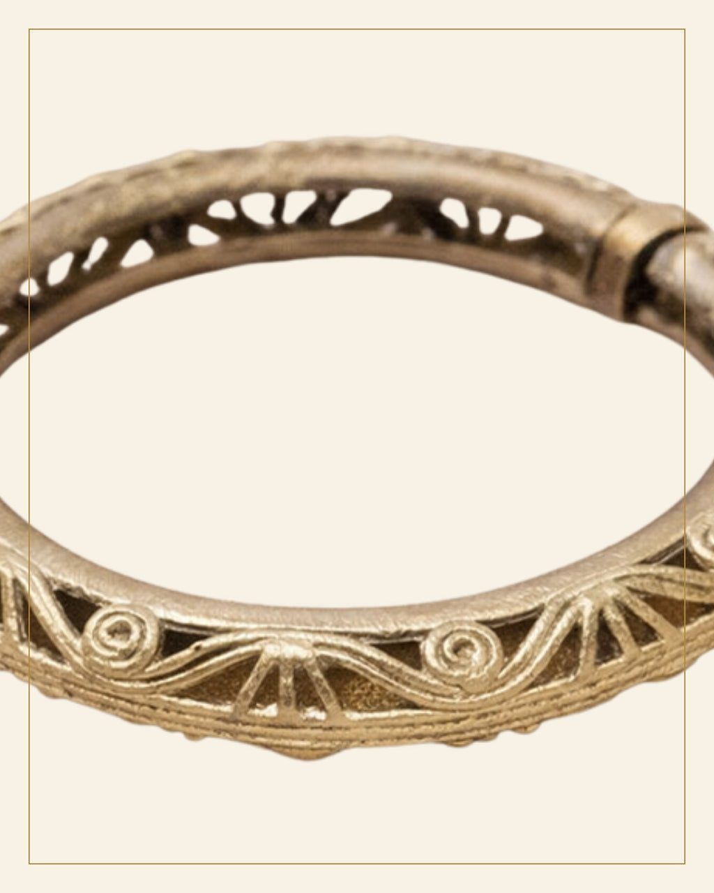 Handcrafted Bell Metal Floral Kada – Antique Finish — Saptadhārā detail